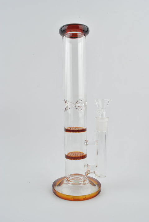 Stemless Double Honeycomb Perc - Amber