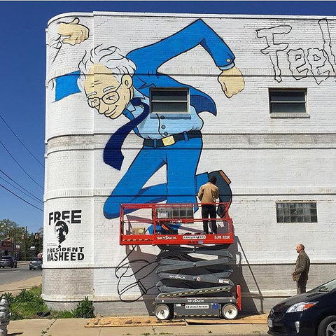 Mickael Broth Mural Of Bernie Sanders Goes Up on Broad Street