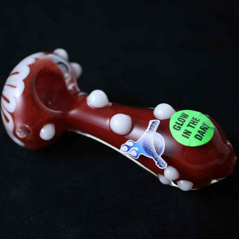 CHAMELEON GLASS FLOWER HEAD WITH GLOW DOTS GLASS PIPE