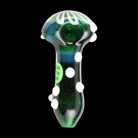 CHAMELEON GLASS FLOWER HEAD WITH GLOW DOTS GLASS PIPE