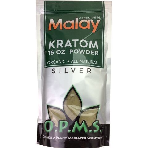 OPMS Kratom Silver Malay Green Vein POWDER 16 oz