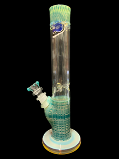 HVY Glass Light Blue Wrap Raked and Fumed Straight Mini Water Pipe